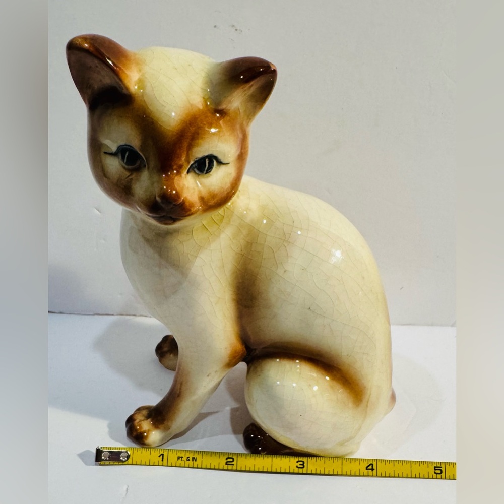 MCM Vintage Ceramic Standing Siamese Cat Figurine - Picture 15 of 16